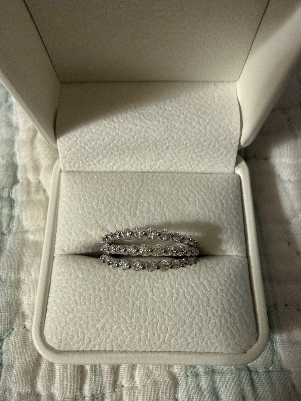 Double Row Cubic Zirconia Stackable Ring - White Crystals
